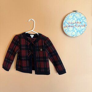 River Island Mini Girls Red Check Cardigan and Skirt Set (2-3T)